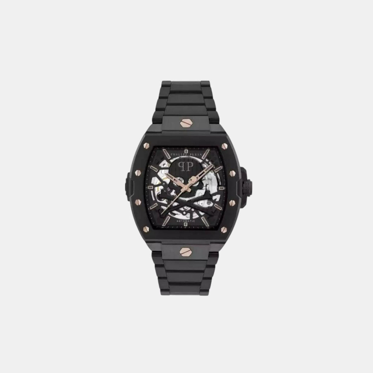 Philipp Plein Men Automatic Black Dial Analog Stainless Steel Watch PWJFA0725