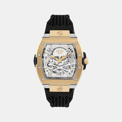 Philipp Plein Men Automatic Silver Dial Analog Silicone Watch Pwjfa0825