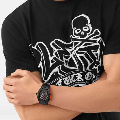 Philipp Plein Men Automatic Black Dial Analog Leather Watch PWJFA1326