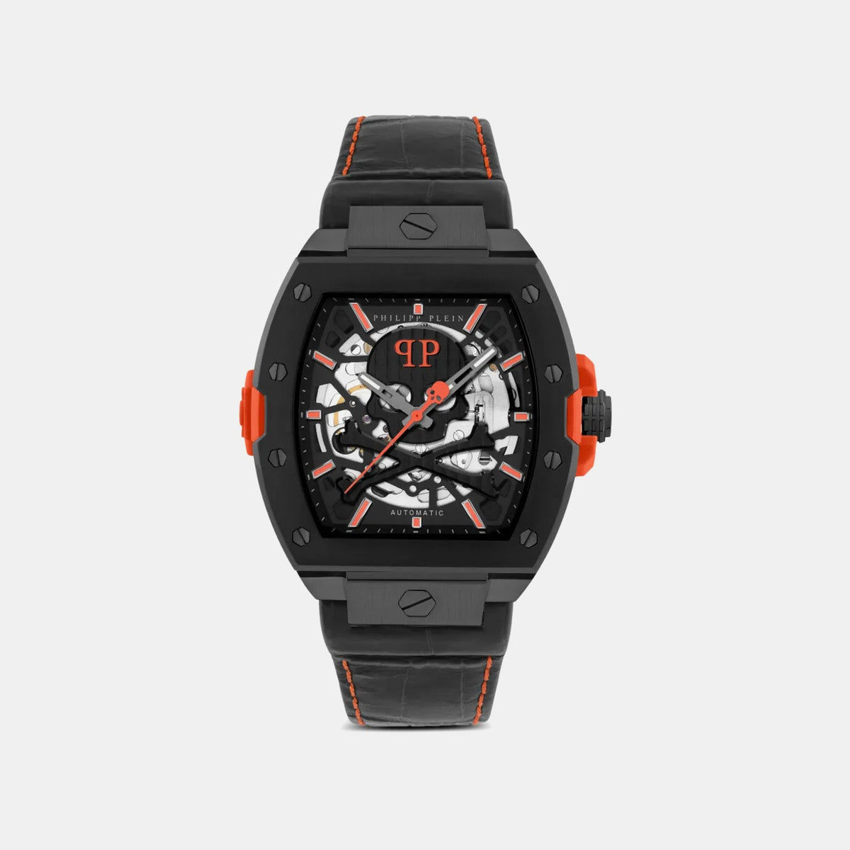 Philipp Plein Men Automatic Black Dial Analog Leather Watch PWJFA1326
