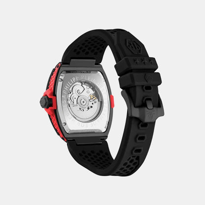 Philipp Plein Men Automatic Black Dial Analog Silicone Watch PWJFA1626
