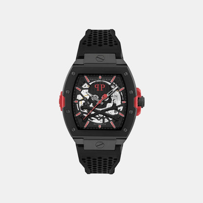 Philipp Plein Men Automatic Black Dial Analog Silicone Watch PWJFA1626