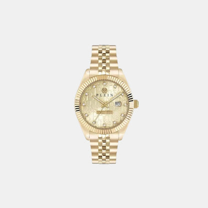 Philipp Plein Men Quartz Gold Dial Analog Stainless Steel Watch PWMFA0525