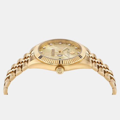 Philipp Plein Men Quartz Gold Dial Analog Stainless Steel Watch PWMFA0525
