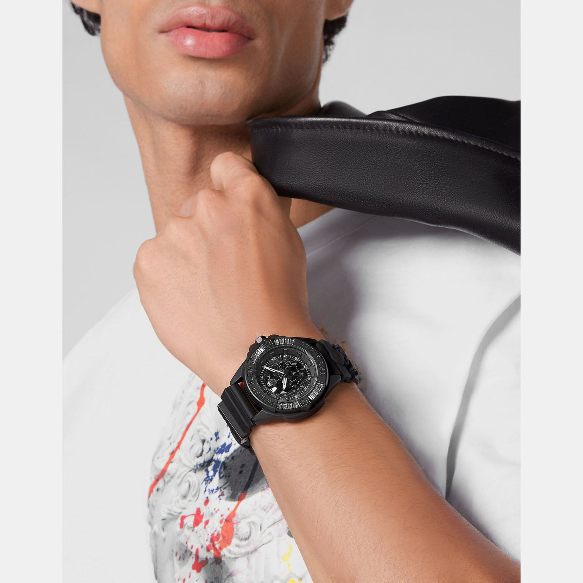 Philipp Plein Unisex Quartz Black Dial Analog Silicone Watch PWNAA0322