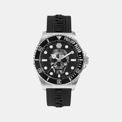 Philipp Plein Men Quartz Black Dial Analog Silicone Watch Pwoaa0122