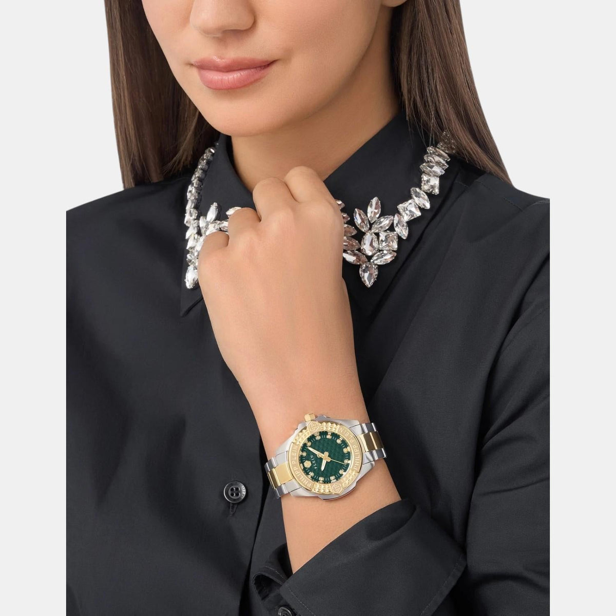 Philipp Plein Women Quartz Green Dial Analog Stainless Steel Watch PWOFA0625