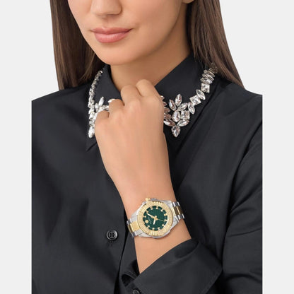 Philipp Plein Women Quartz Green Dial Analog Stainless Steel Watch PWOFA0625