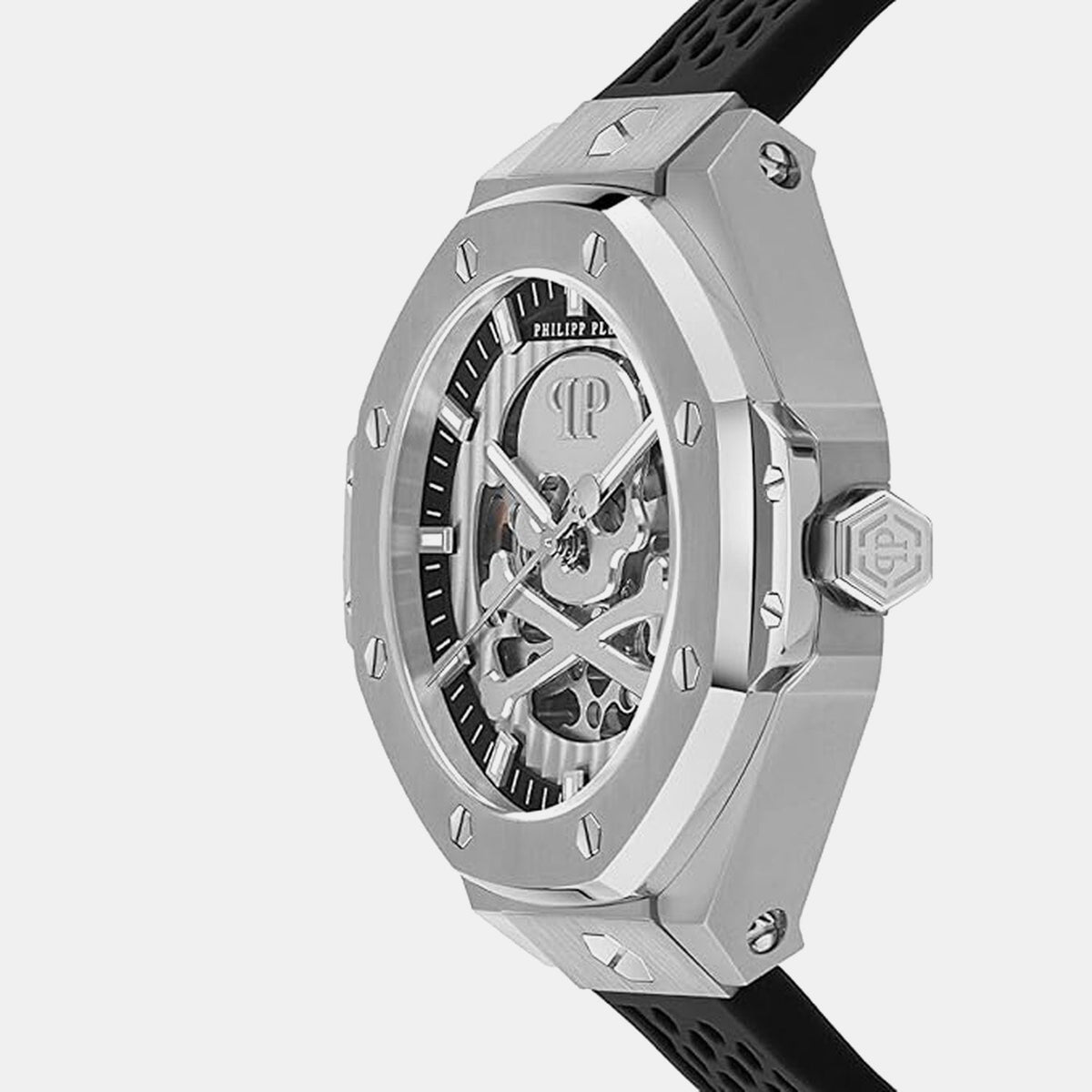 Philipp Plein Men Automatic Silver Dial Analog Silicone Watch PWPFA0124