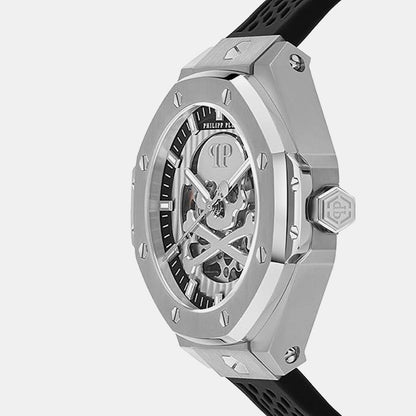 Philipp Plein Men Automatic Silver Dial Analog Silicone Watch PWPFA0124