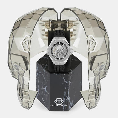 Philipp Plein Men Automatic Silver Dial Analog Silicone Watch PWPFA0124