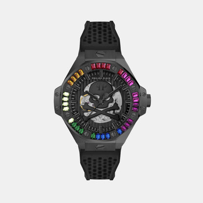 Philipp Plein Men Automatic Black Dial Analog Silicone Watch Pwpfa0424