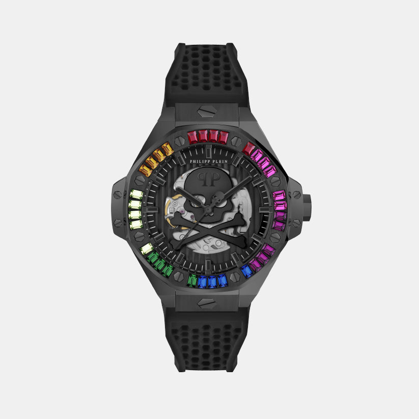 Philipp Plein Men Automatic Black Dial Analog Silicone Watch Pwpfa0424