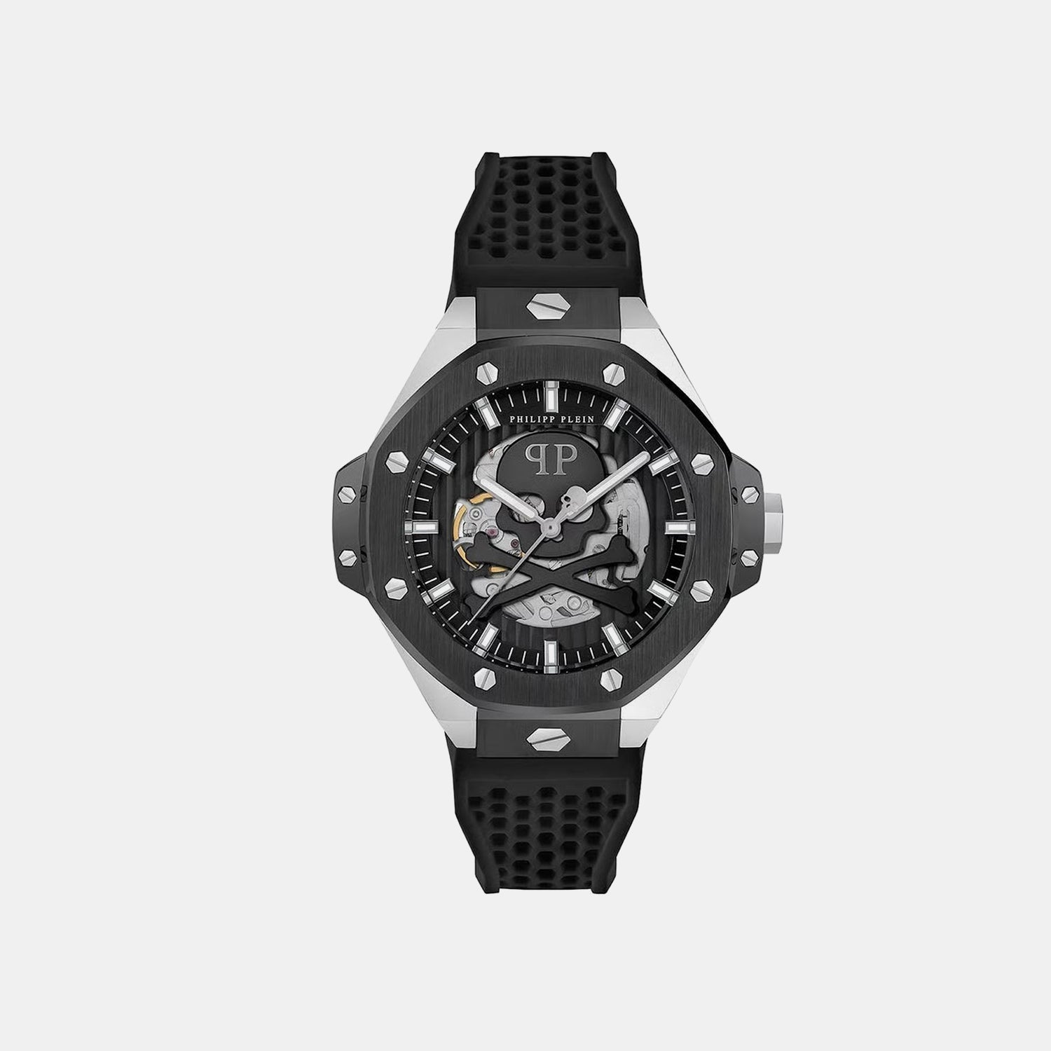 Philipp Plein Pfa-Hexar Automatic-Pw Men Automatic Black Dial Analog Silicone Watch Pwpfa0824