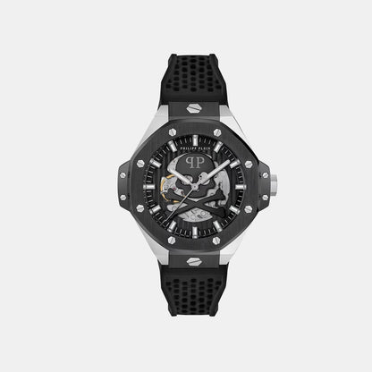 Philipp Plein Pfa-Hexar Automatic-Pw Men Automatic Black Dial Analog Silicone Watch Pwpfa0824