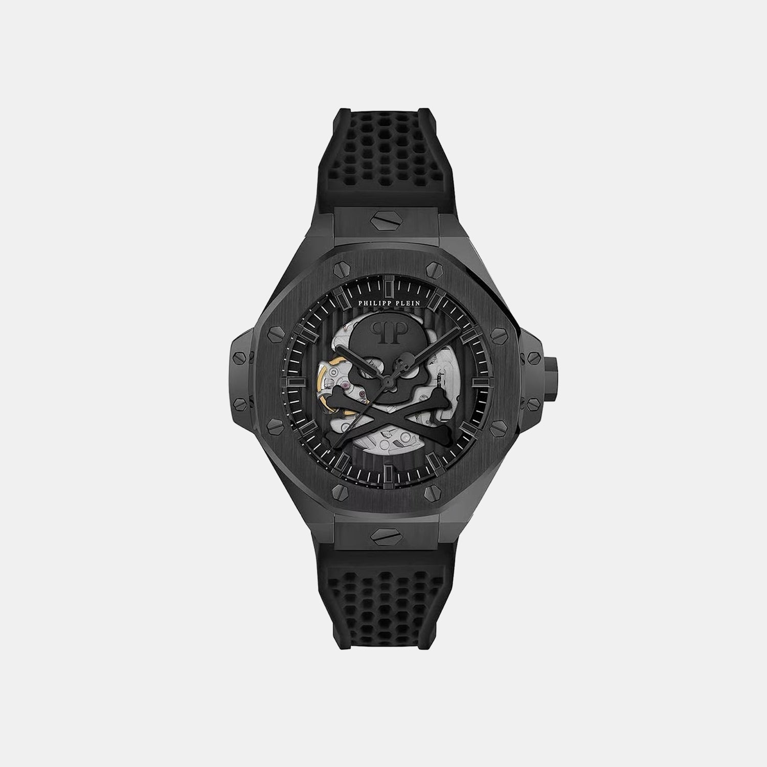 Philipp Plein Pfa-Hexar Automatic-Pw Men Automatic Black Dial Analog Silicone Watch Pwpfa0924