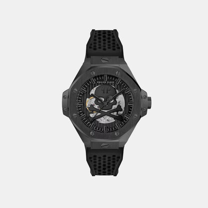 Philipp Plein Pfa-Hexar Automatic-Pw Men Automatic Black Dial Analog Silicone Watch Pwpfa0924