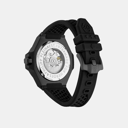 Philipp Plein Pfa-Hexar Automatic-Pw Men Automatic Black Dial Analog Silicone Watch PWPFA0924