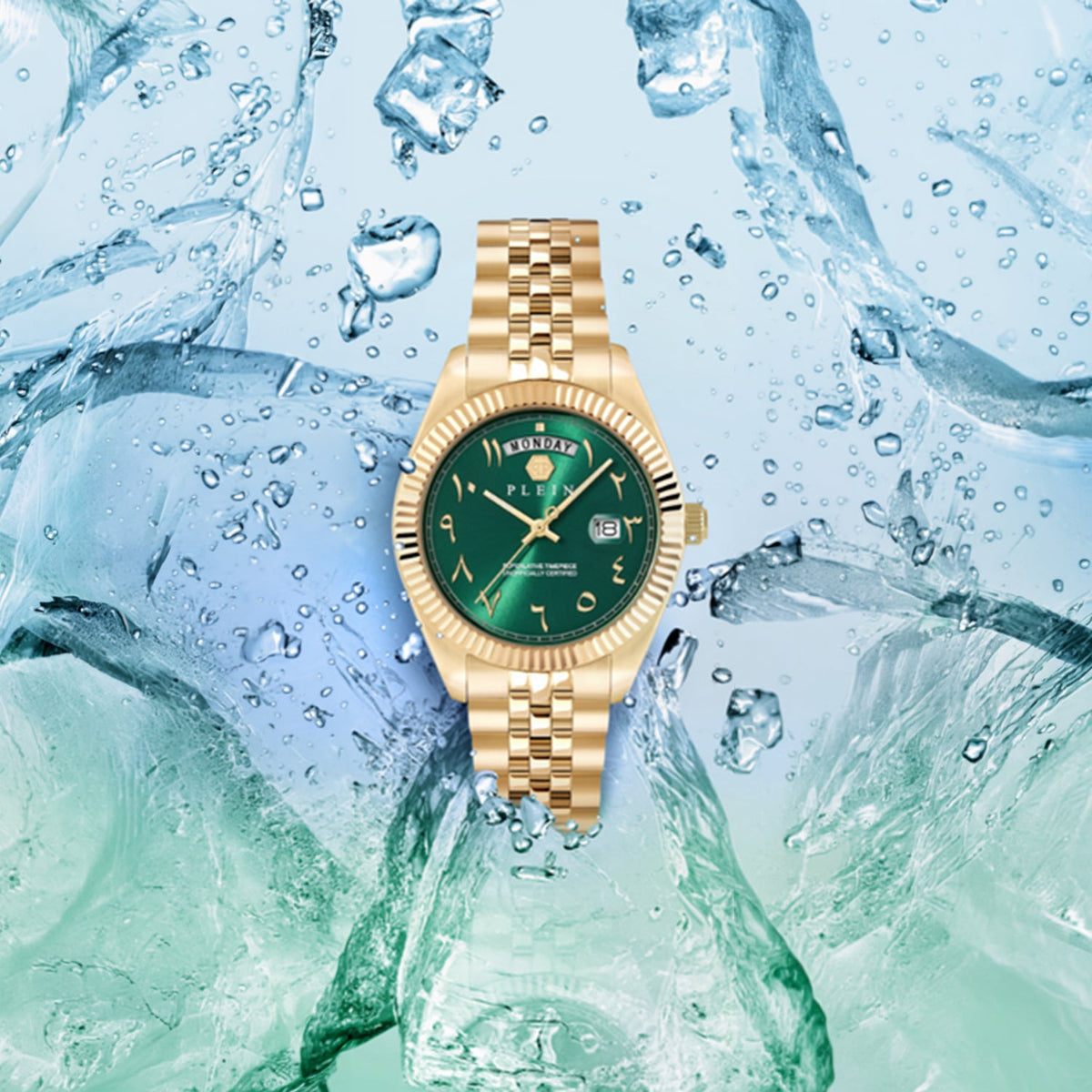 Philipp Plein Men Quartz Green Dial Analog Stainless Steel Watch PWPNA1026