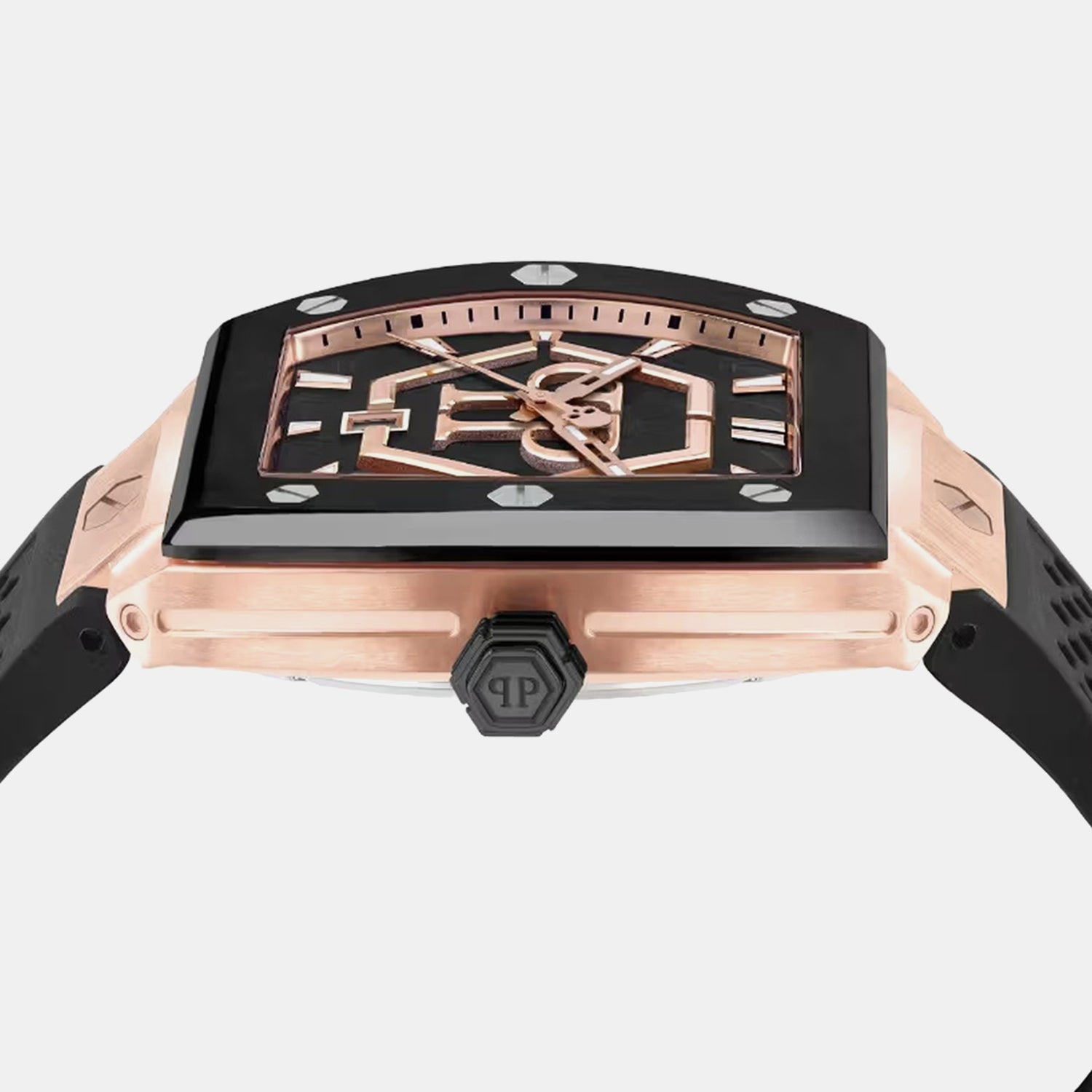 Philipp Plein Pua-The Hexagon Phantom-P Men Quartz Black Dial Analog Silicone Watch Pwpua0124