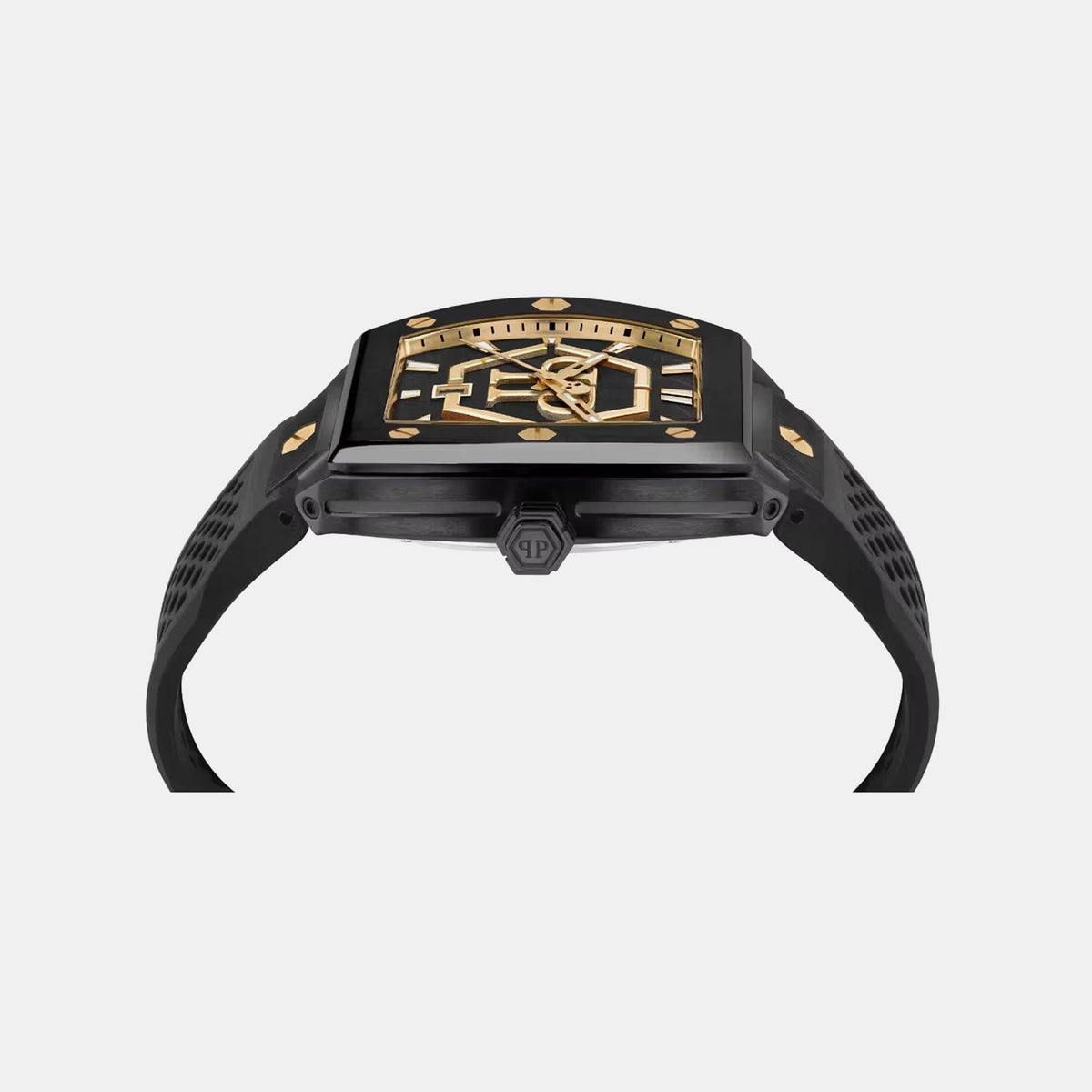 Philipp Plein Pua-the Hexagon Phantom-P Men Quartz Black Dial Analog Silicone Watch PWPUA0224