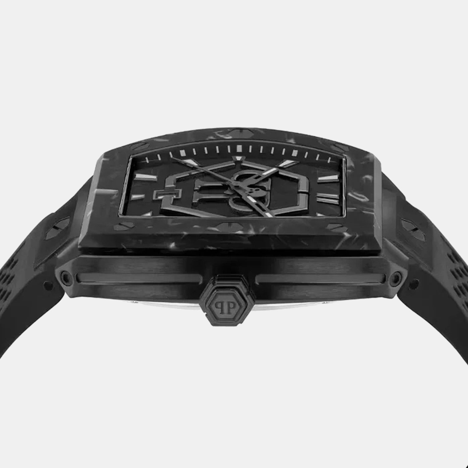 Philipp Plein Pua-The Hexagon Phantom-P Men Quartz Black Dial Analog Silicone Watch Pwpua0624