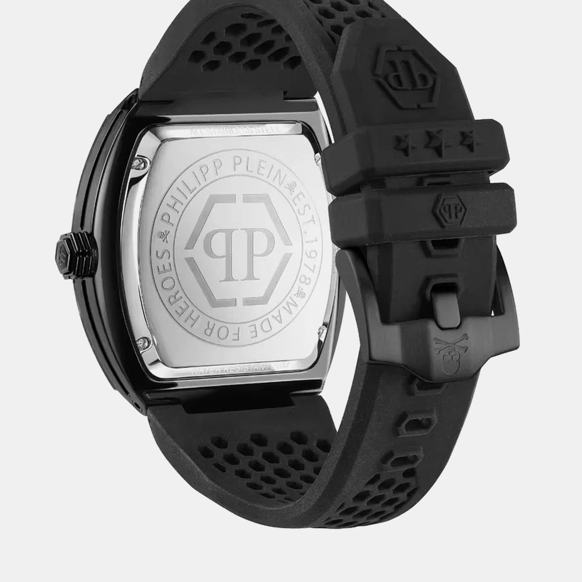 Philipp Plein Pua-the Hexagon Phantom-P Men Quartz Black Dial Analog Silicone Watch PWPUA0624