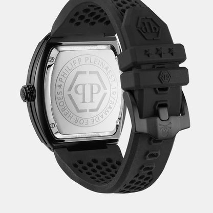 Philipp Plein Pua-the Hexagon Phantom-P Men Quartz Black Dial Analog Silicone Watch PWPUA0624