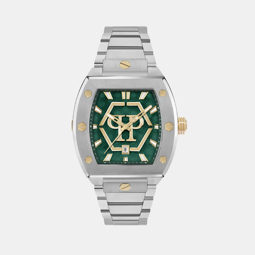 Philipp Plein Hexagon Phantom Men Quartz Green Dial Analog Stainless Steel Watch Pwpua0825