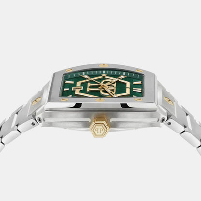 Philipp Plein Hexagon Phantom Men Quartz Green Dial Analog Stainless Steel Watch Pwpua0825