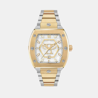 Philipp Plein Hexagon Phantom Men Quartz Silver Dial Analog Stainless Steel Watch Pwpua0925