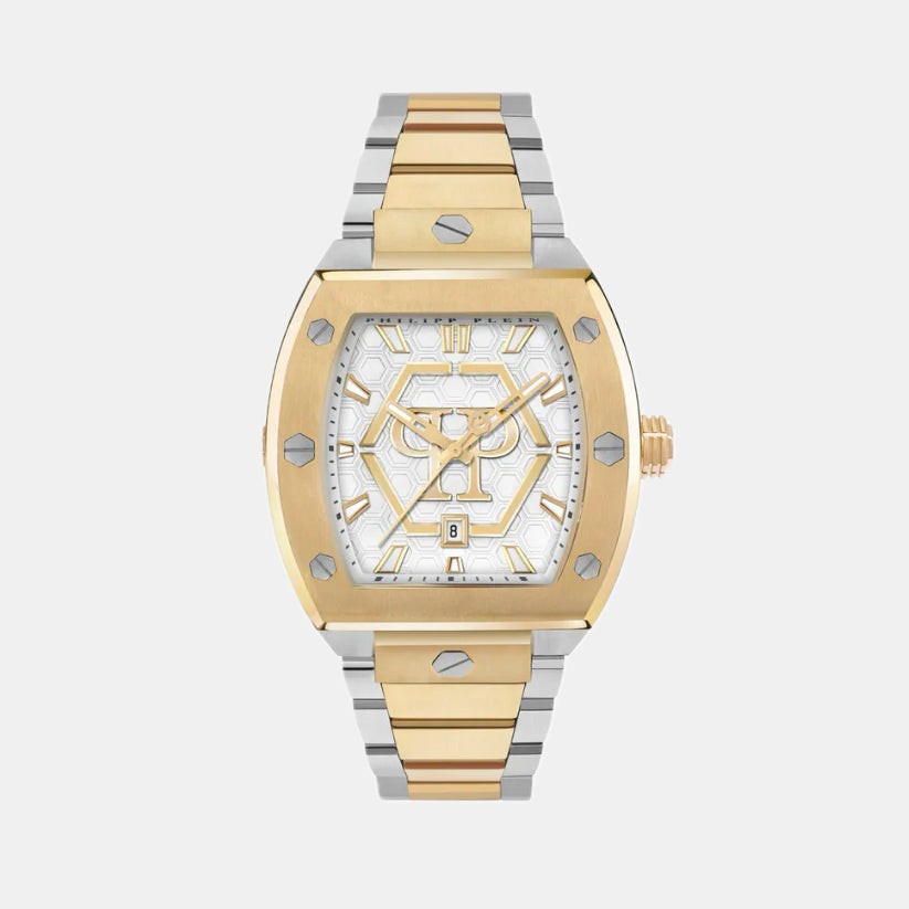 Philipp Plein Hexagon Phantom Men Quartz Silver Dial Analog Stainless Steel Watch Pwpua0925