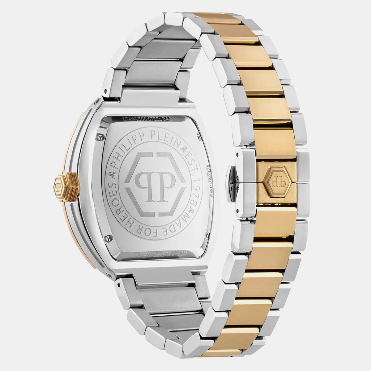 Philipp Plein Hexagon Phantom Men Quartz Silver Dial Analog Stainless Steel Watch PWPUA0925