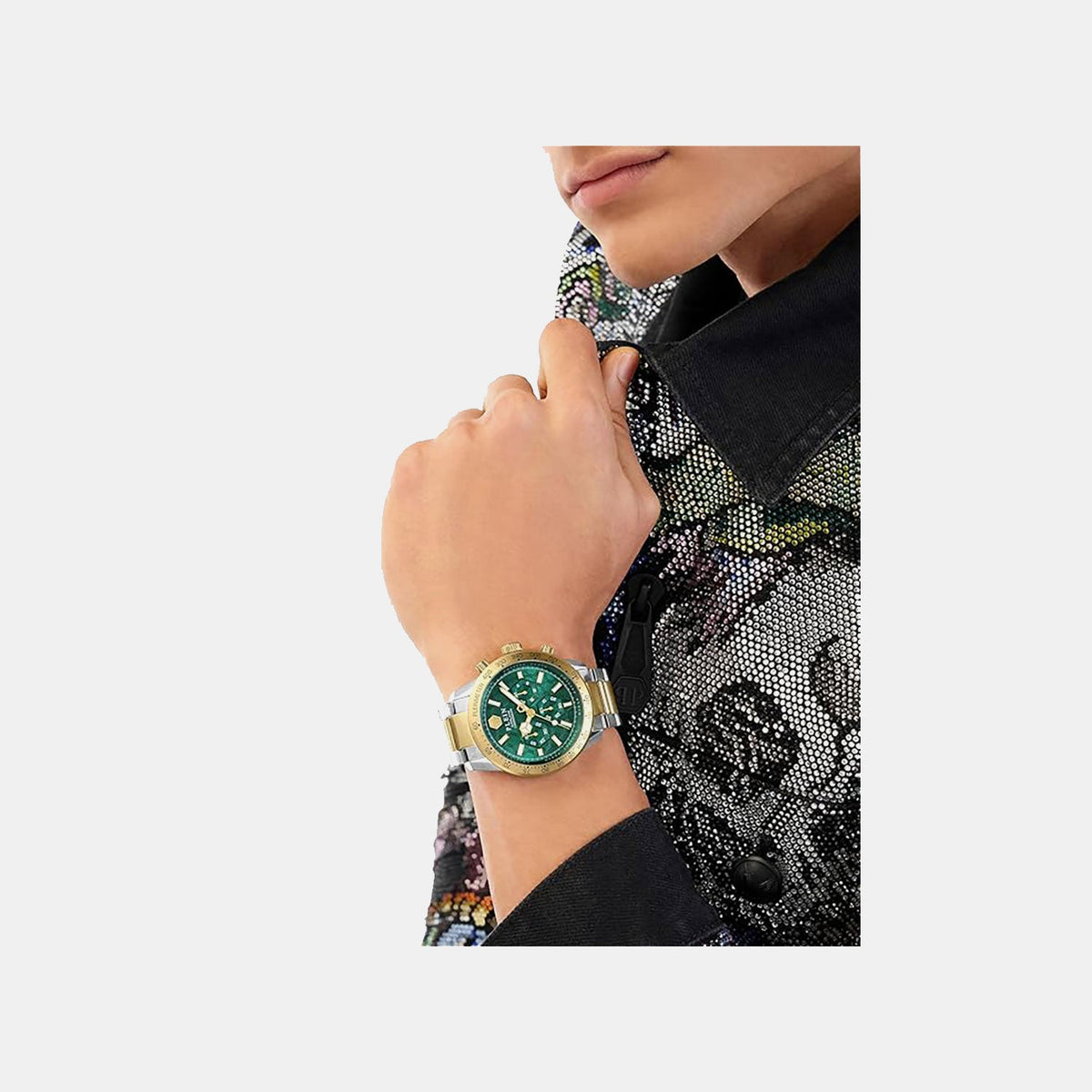 Philipp Plein Pya-Pleinmeter-Pw Men Quartz Green Dial Chronograph Stainless Steel Watch PWPYA0524