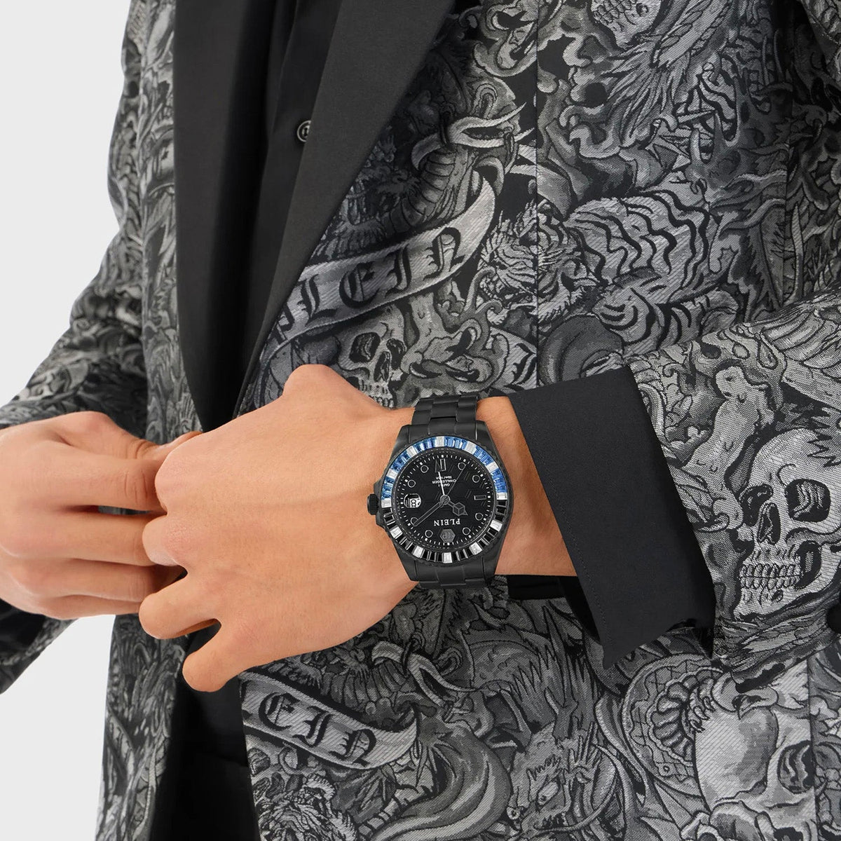 Philipp Plein Pza-Gmt-I Challenger Bagu Men Quartz Black Dial Analog Stainless Steel Watch PWPZA0324