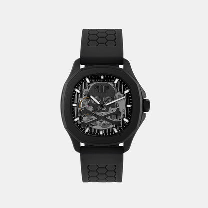Philipp Plein Men Automatic Silver Dial Analog Silicone Watch Pwraa0923