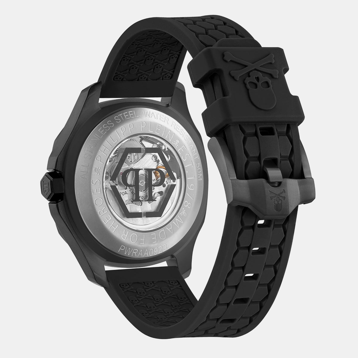 Philipp Plein Men Automatic Silver Dial Analog Silicone Watch PWRAA0923