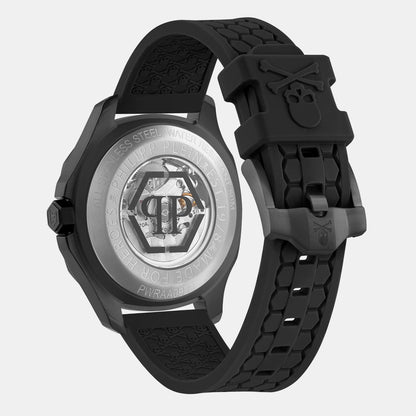 Philipp Plein Men Automatic Silver Dial Analog Silicone Watch PWRAA0923