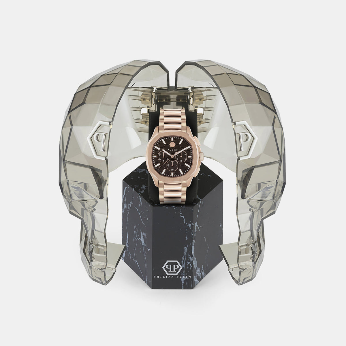 Philipp Plein High-Iconic Men Quartz Brown Dial Chronograph Stainless Steel Watch PWSAA0623