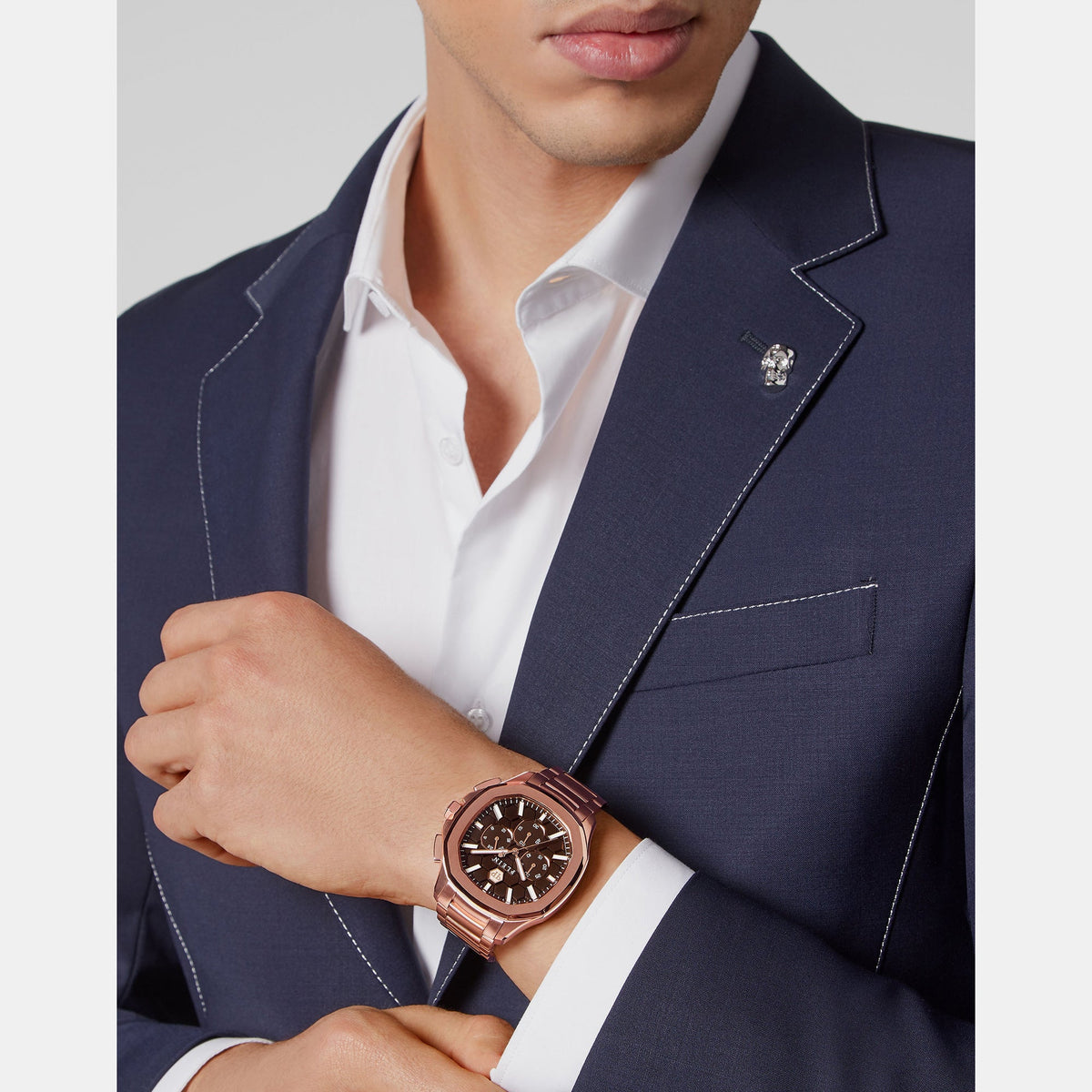 Philipp Plein High-Iconic Men Quartz Brown Dial Chronograph Stainless Steel Watch PWSAA0623