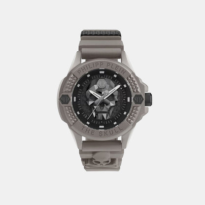 Philipp Plein Uba-The Skull 44Mm- Eco C Unisex Quartz Black Dial Analog Silicone Watch Pwuba0323