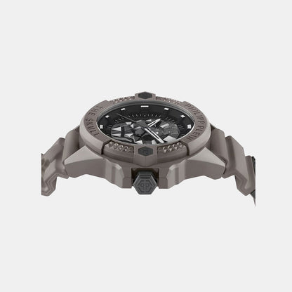 Philipp Plein Uba-The Skull 44Mm- Eco C Unisex Quartz Black Dial Analog Silicone Watch Pwuba0323