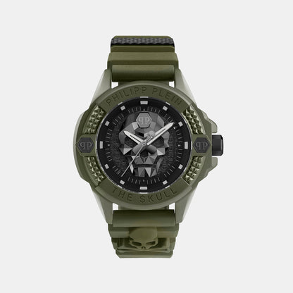 Philipp Plein $Kull Unisex Quartz Black Dial Analog Silicone Watch Pwuba0423