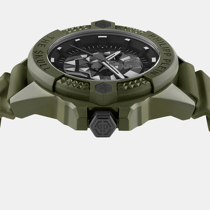 Philipp Plein $Kull Unisex Quartz Black Dial Analog Silicone Watch Pwuba0423