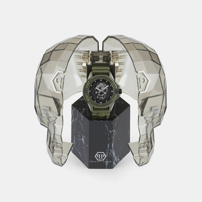 Philipp Plein $Kull Unisex Quartz Black Dial Analog Silicone Watch PWUBA0423