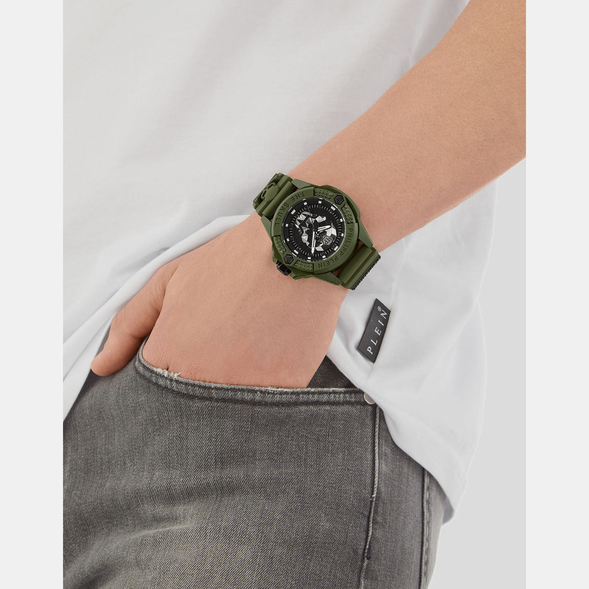 Philipp Plein $Kull Unisex Quartz Black Dial Analog Silicone Watch PWUBA0423