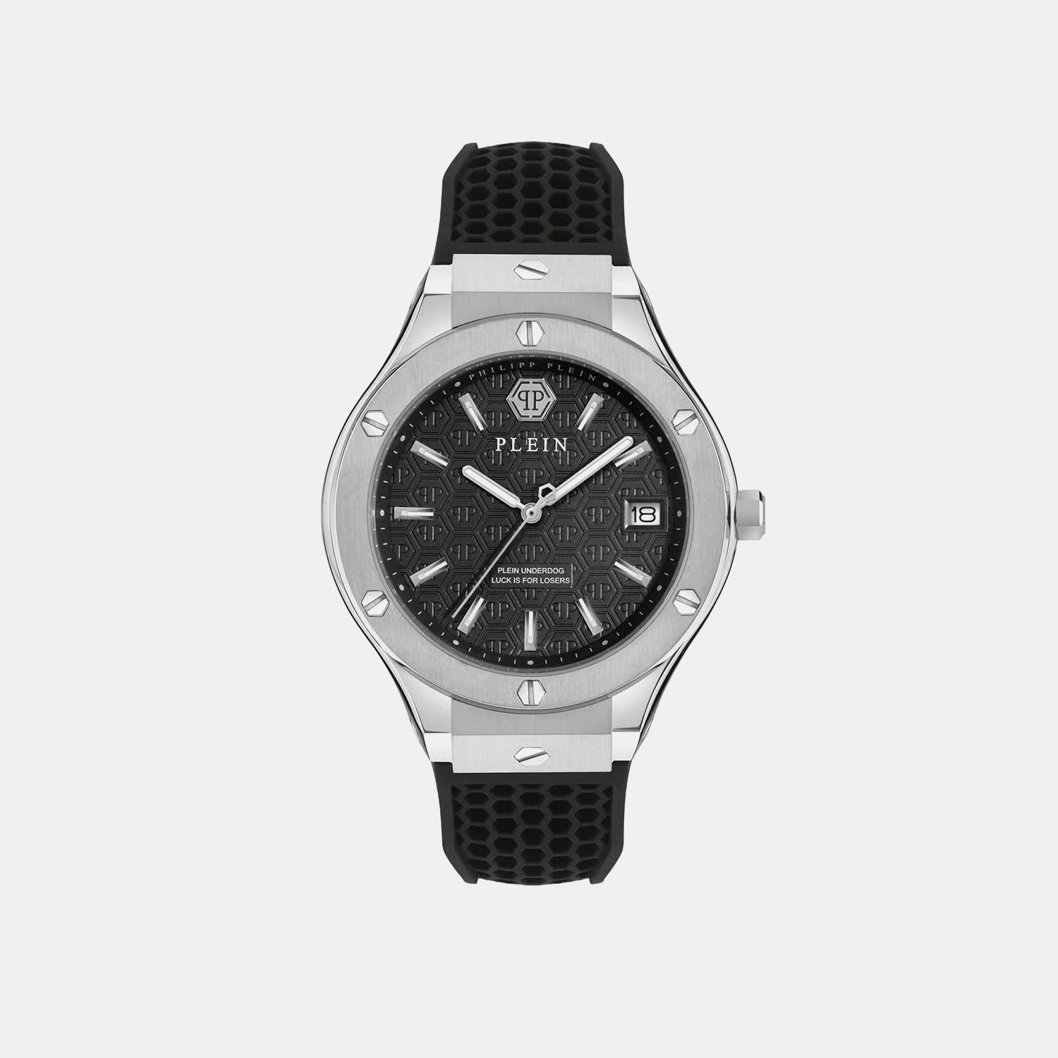 Philipp Plein Ufa-New Gent Line Men Quartz Black Dial Analog Silicone Watch Pwufa0125