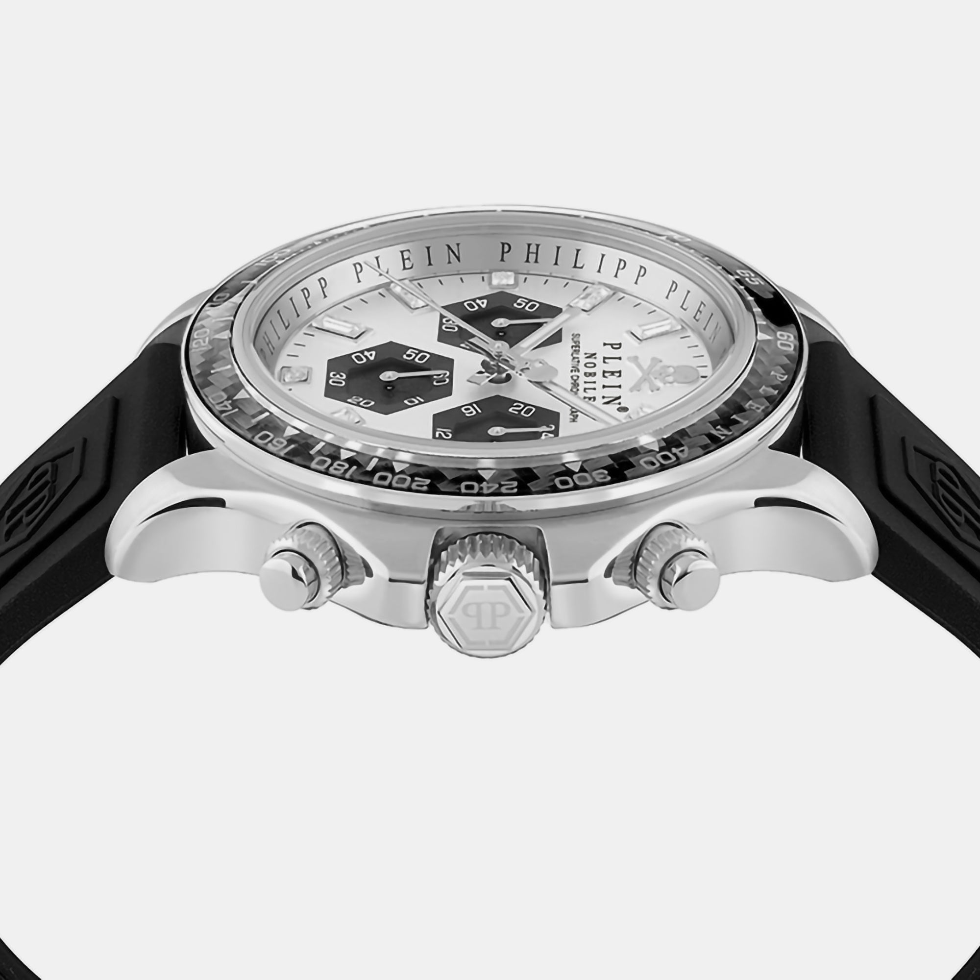 Philipp Plein Street Couture Unisex Quartz Silver Dial Chronograph Silicone Watch Pwvaa0523