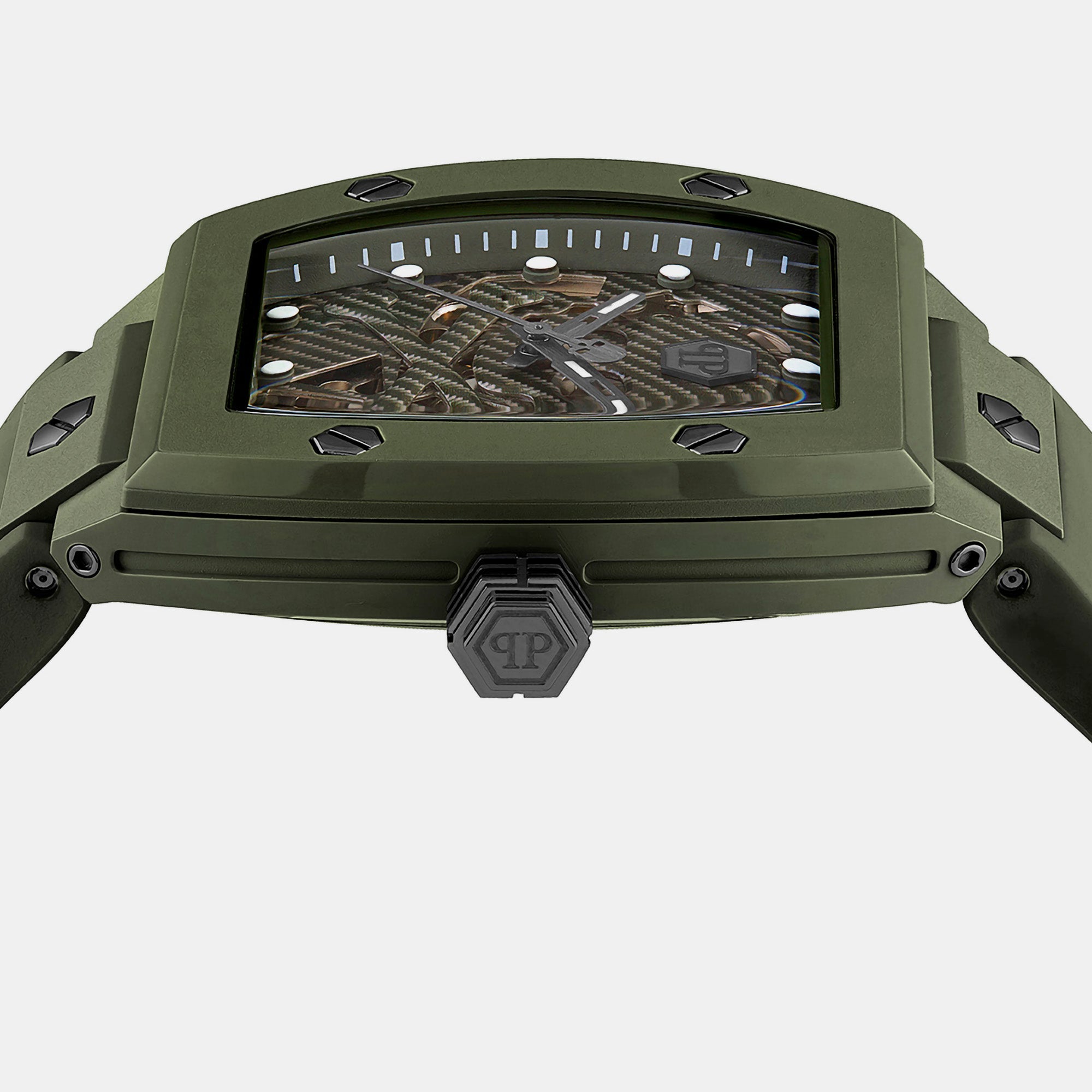 Philipp Plein $Keleton Men Automatic Green Dial Analog Silicone Watch Pwvba0223