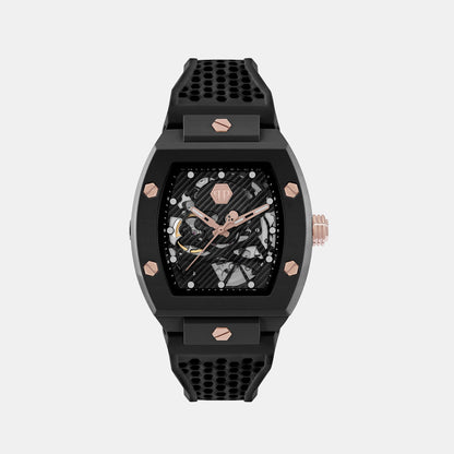 Philipp Plein $Keleton Men Automatic Black Dial Analog Silicone Watch Pwvba0523